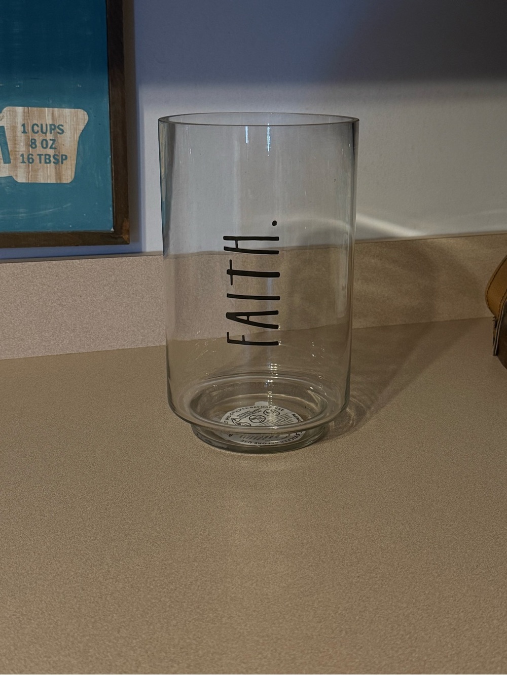 Rae Dunn Faith Cylinder Glass Vase